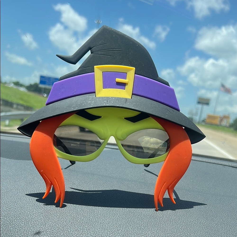 🧙Wicked Witch Hat Sunglasses with Orange Hair ~ Halloween ~ Dress up! Costume!